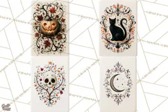 Halloween Mahjong Clipart, Spooky Mahjong Tiles PNG, Gothic Product Image 1