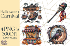 Gothic Halloween Carnival Clipart Haunted Circus PNG Product Image 1