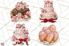 Peppermint Christmas Bakery Clipart PNG, Candy Cane Sweets Product Image 1