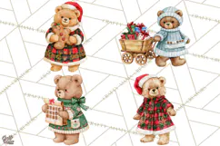 Christmas Teddy Bear Clipart PNG Watercolor Holiday Bears Product Image 1