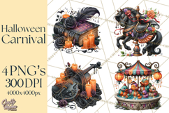 Gothic Halloween Carnival Clipart Haunted Circus PNG Product Image 1
