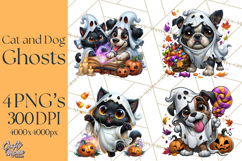 Cute Ghost Dogs And Cats Halloween PNG Clipart Product Image 1