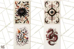 Halloween Mahjong Clipart, Spooky Mahjong Tiles PNG, Gothic Product Image 1