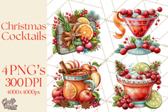 Christmas Cocktail Bar Clipart PNG Elements Product Image 1