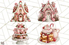 Peppermint Christmas Bakery Clipart PNG, Candy Cane Sweets Product Image 1