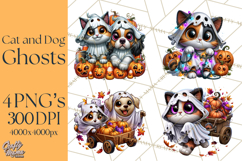 Cute Ghost Dogs And Cats Halloween PNG Clipart Product Image 1