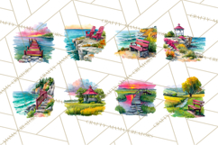 Watercolor Inspirational Landscapes, Sublimation Designs Product Image 3