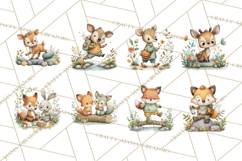 Cute Hiking Woodland Animals Adventure Clipart PNG Product Image 3