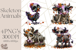 Animal Skeleton Halloween PNG Clipart Set Product Image 1