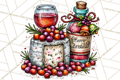 Christmas Wine Night Clipart PNG, Alcohol Christmas Png Product Image 3
