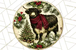 Vintage Christmas Round Signs Clipart, Rustic Metal Product Image 3