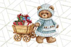 Christmas Teddy Bear Clipart PNG Watercolor Holiday Bears Product Image 3