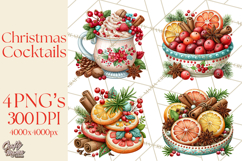 Christmas Cocktail Bar Clipart PNG Elements Product Image 1