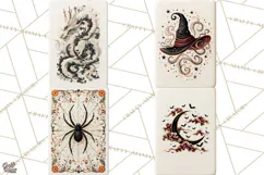 Halloween Mahjong Clipart, Spooky Mahjong Tiles PNG, Gothic Product Image 1