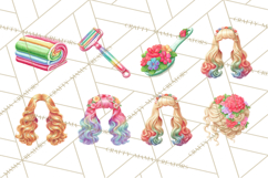 Rainbow Hair Stylist Clipart, Colorful Salon Tools PNG Product Image 4