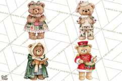 Christmas Teddy Bear Clipart PNG Watercolor Holiday Bears Product Image 1