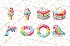 Summer Pool Party Clipart PNG, Rainbow Summer Png Designs Product Image 4