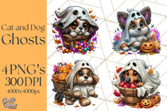 Cute Ghost Dogs And Cats Halloween PNG Clipart Product Image 1