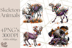 Animal Skeleton Halloween PNG Clipart Set Product Image 1