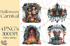 Gothic Halloween Carnival Clipart Haunted Circus PNG Product Image 1