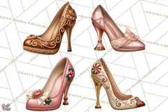 Christmas High Heel Clipart PNG, Whimsical Holiday Shoes Product Image 1