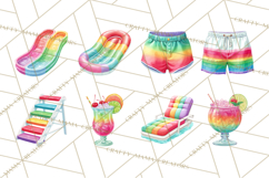 Summer Pool Party Clipart PNG, Rainbow Summer Png Designs Product Image 5