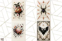 Halloween Mahjong Clipart, Spooky Mahjong Tiles PNG, Gothic Product Image 1