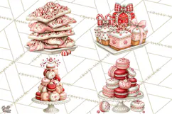 Peppermint Christmas Bakery Clipart PNG, Candy Cane Sweets Product Image 1