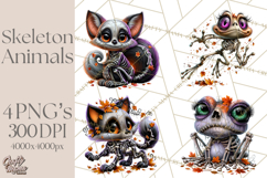 Animal Skeleton Halloween PNG Clipart Set Product Image 1