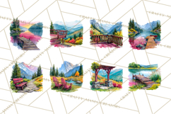 Watercolor Inspirational Landscapes, Sublimation Designs Product Image 6