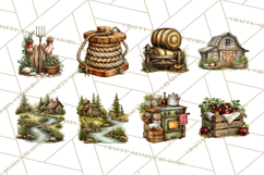 Rustic Homestead Living Clipart | Farm Cabin Png Designs Product Image 6