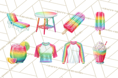 Summer Pool Party Clipart PNG, Rainbow Summer Png Designs Product Image 6