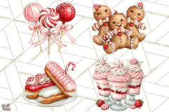 Peppermint Christmas Bakery Clipart PNG, Candy Cane Sweets Product Image 1
