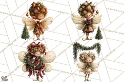 Christmas Fairy Clipart PNG, Whimsical Christmas Fairies Product Image 1