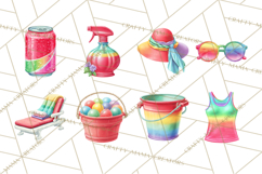 Summer Pool Party Clipart PNG, Rainbow Summer Png Designs Product Image 7