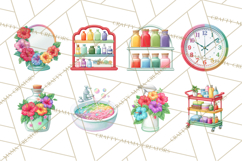 Rainbow Hair Stylist Clipart, Colorful Salon Tools PNG Product Image 7