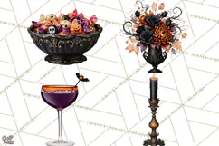 Halloween Mahjong Clipart, Spooky Mahjong Tiles PNG, Gothic Product Image 1