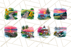 Watercolor Inspirational Landscapes, Sublimation Designs Product Image 8
