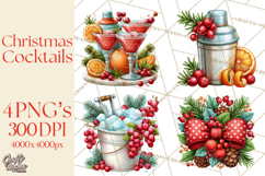 Christmas Cocktail Bar Clipart PNG Elements Product Image 1