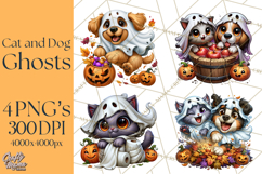 Cute Ghost Dogs And Cats Halloween PNG Clipart Product Image 1