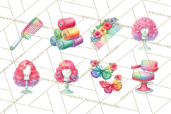 Rainbow Hair Stylist Clipart, Colorful Salon Tools PNG Product Image 8