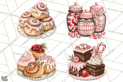 Peppermint Christmas Bakery Clipart PNG, Candy Cane Sweets Product Image 1
