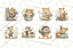 Cute Hiking Woodland Animals Adventure Clipart PNG Product Image 8
