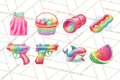 Summer Pool Party Clipart PNG, Rainbow Summer Png Designs Product Image 8