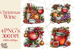 Christmas Wine Night Clipart PNG, Alcohol Christmas Png Product Image 1
