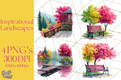 Watercolor Inspirational Landscapes, Sublimation Designs Product Image 1