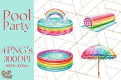 Summer Pool Party Clipart PNG, Rainbow Summer Png Designs Product Image 1