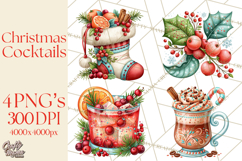 Christmas Cocktail Bar Clipart PNG Elements Product Image 1