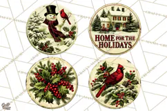 Vintage Christmas Round Signs Clipart, Rustic Metal Product Image 1