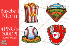 Baseball Mom Clipart PNG with Baseball Gear, Baseball Mama Product Image 1